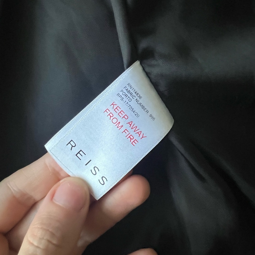Reiss vintage elegant black leather coat with button front size XSmall - Picture 4 of 14